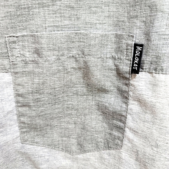 MOLOKAI SURF CO. GRAY COLOR BLOCK SHORT SLEEVE BUTTON DOWN,  sz LARGE, LIKE NEW! - Picture 4 of 6